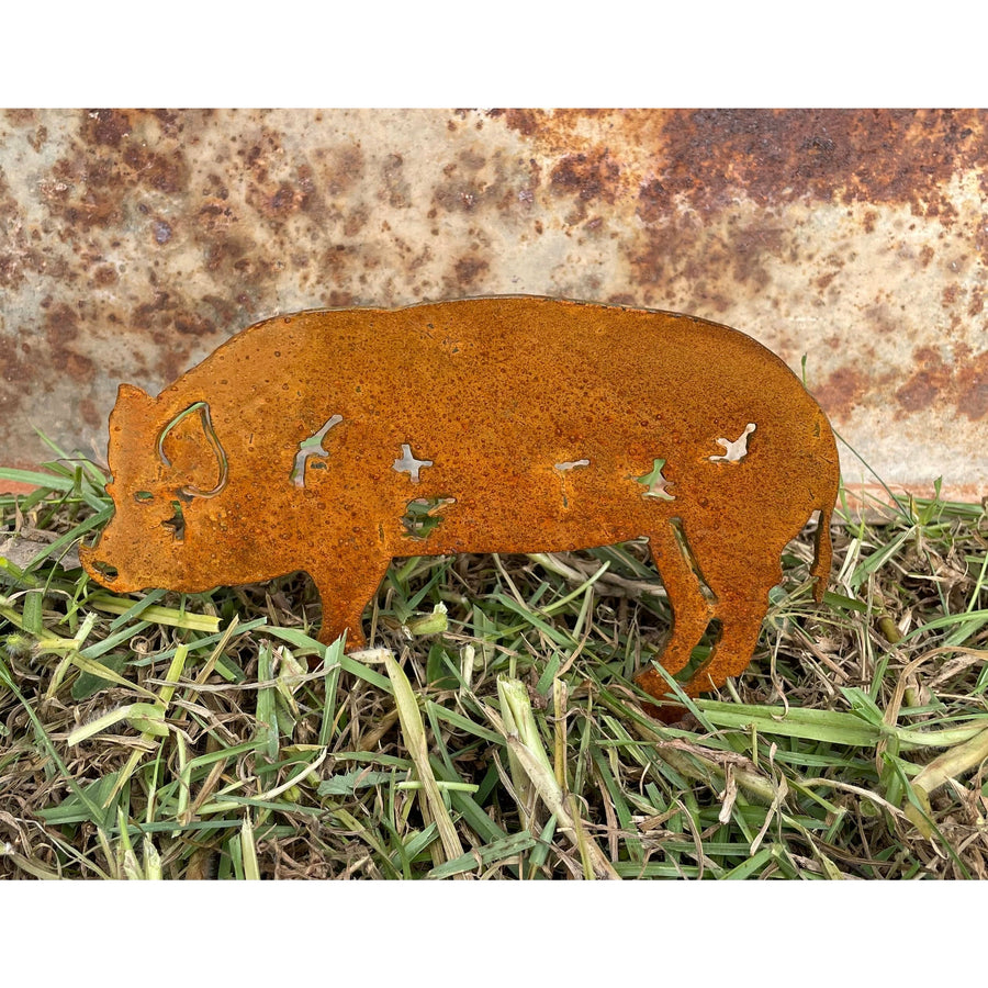 Pig small Metal garden spike-Old n Dazed