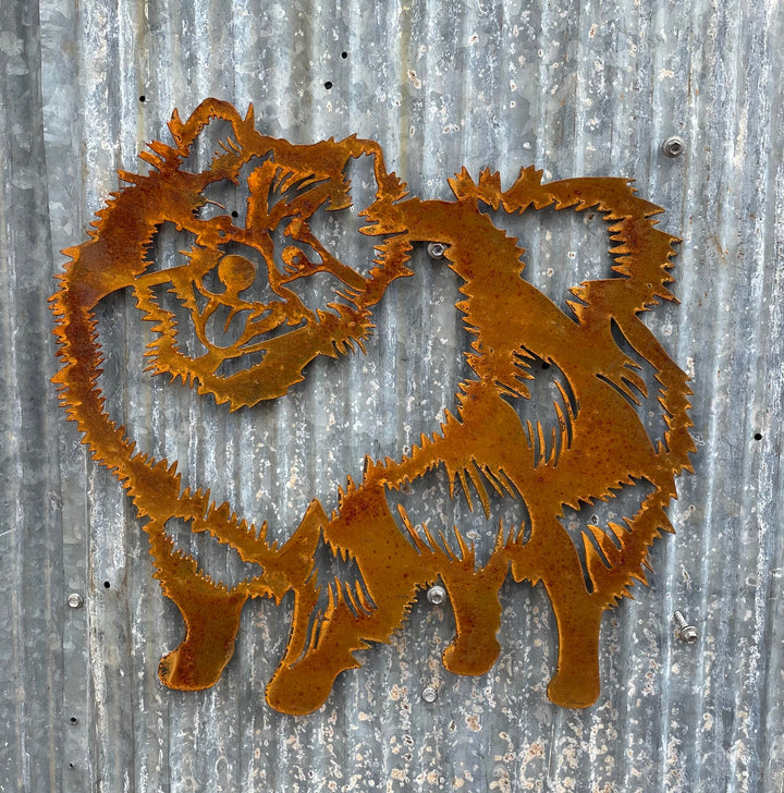 Pomeranian Dog Metal Wall Art - Garden Art-Old n Dazed