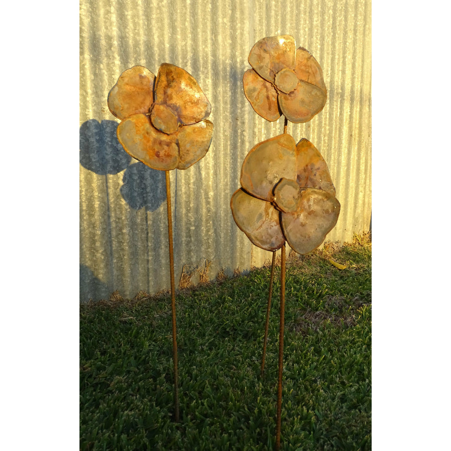 Poppy Flower Metal Garden Spike-Old n Dazed