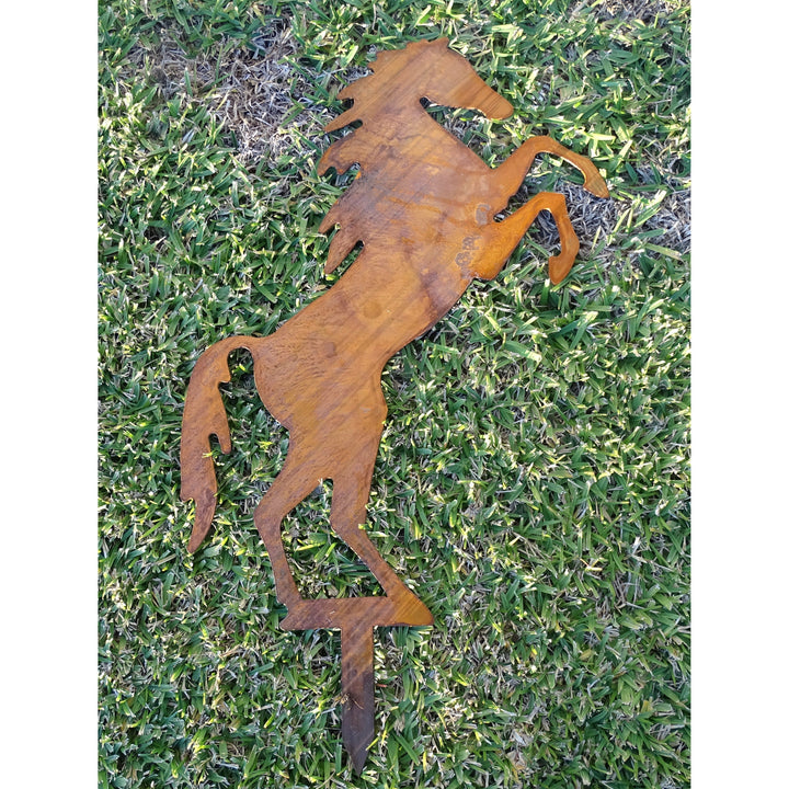 Rearing Horse Metal Garden Art-Old n Dazed