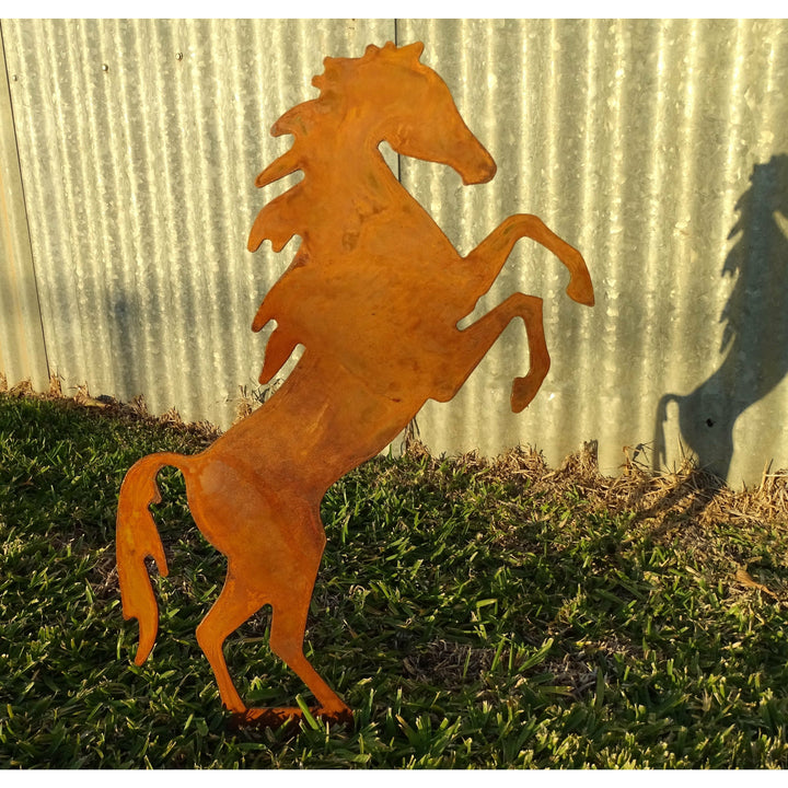 Rearing Horse Metal Garden Art-Old n Dazed
