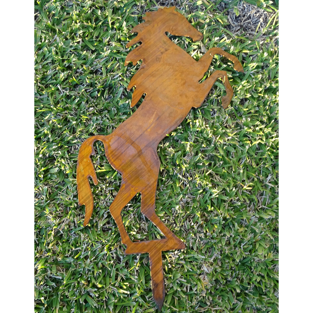 Rearing Horse Metal Garden Art-Old n Dazed