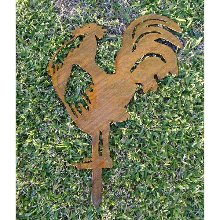 Rooster Metal Garden Art-Old n Dazed