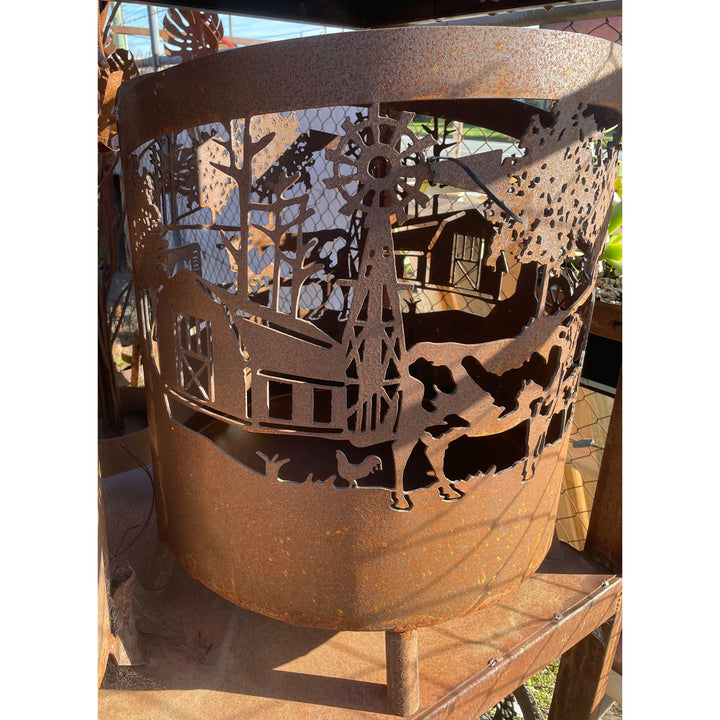 Rural Scene Round Fire Pit-Old n Dazed