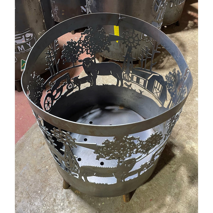 Rural Scene Round Fire Pit-Old n Dazed