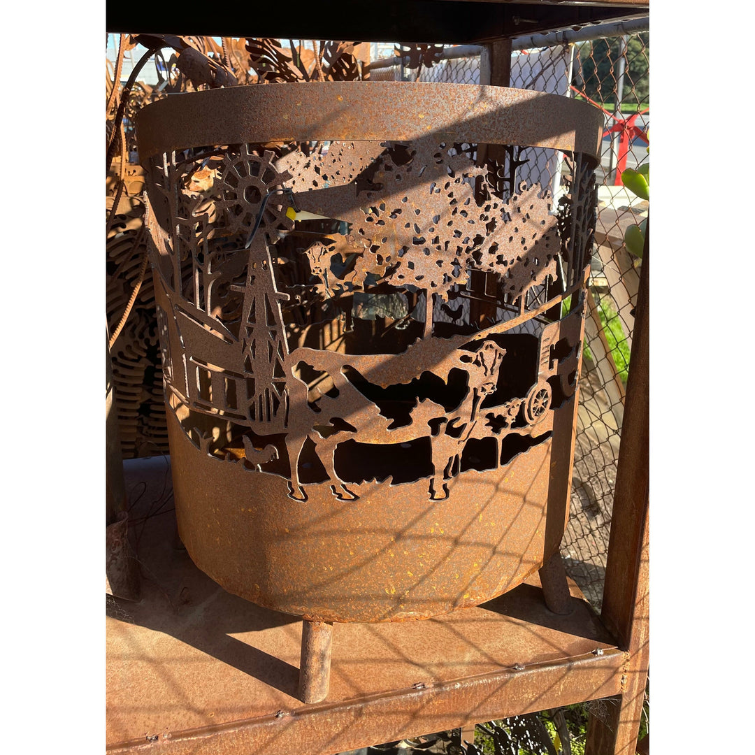 Rural Scene Round Fire Pit-Old n Dazed