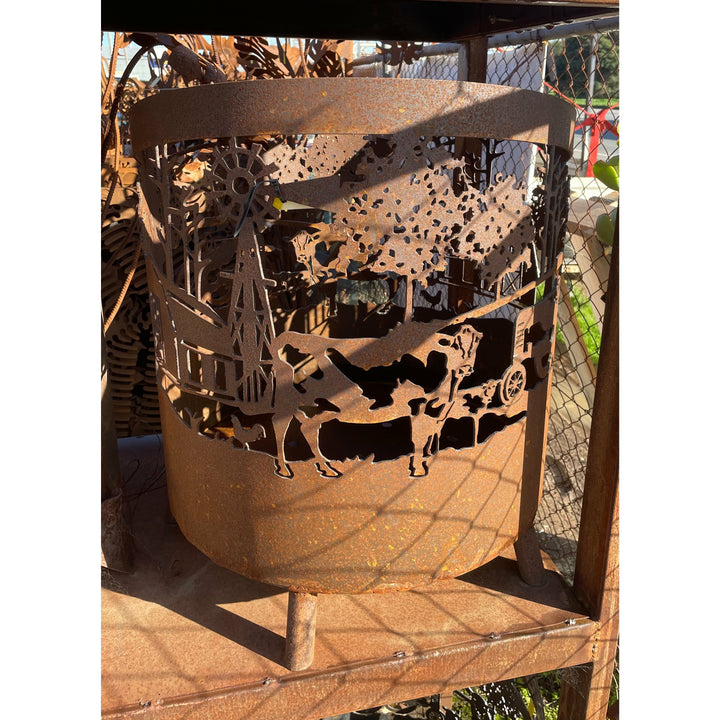 Rural Scene Round Fire Pit-Old n Dazed