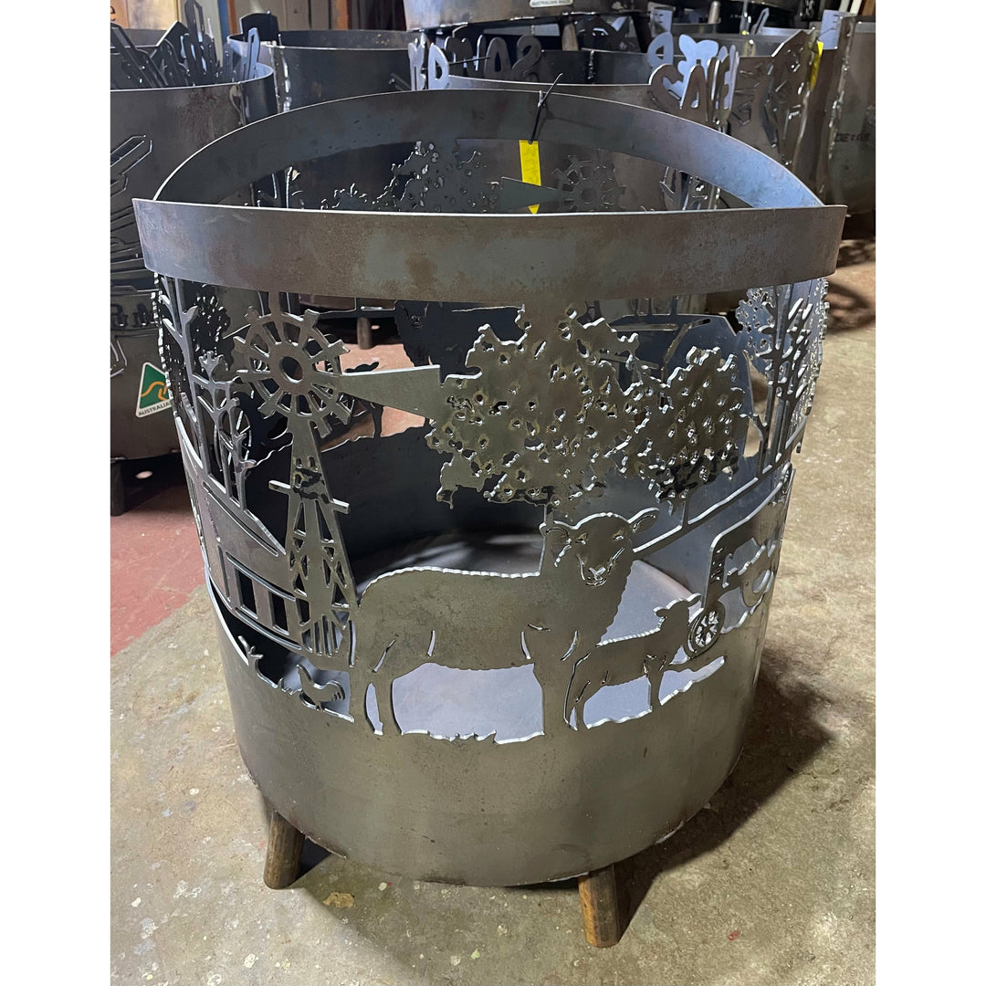 Rural Scene Round Fire Pit-Old n Dazed
