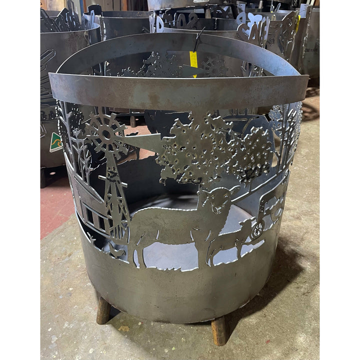 Rural Scene Round Fire Pit-Old n Dazed