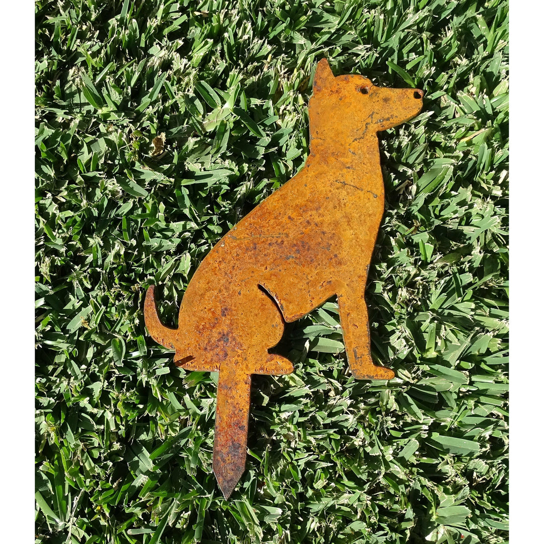 Sitting Dog Metal Garden Art-Old n Dazed