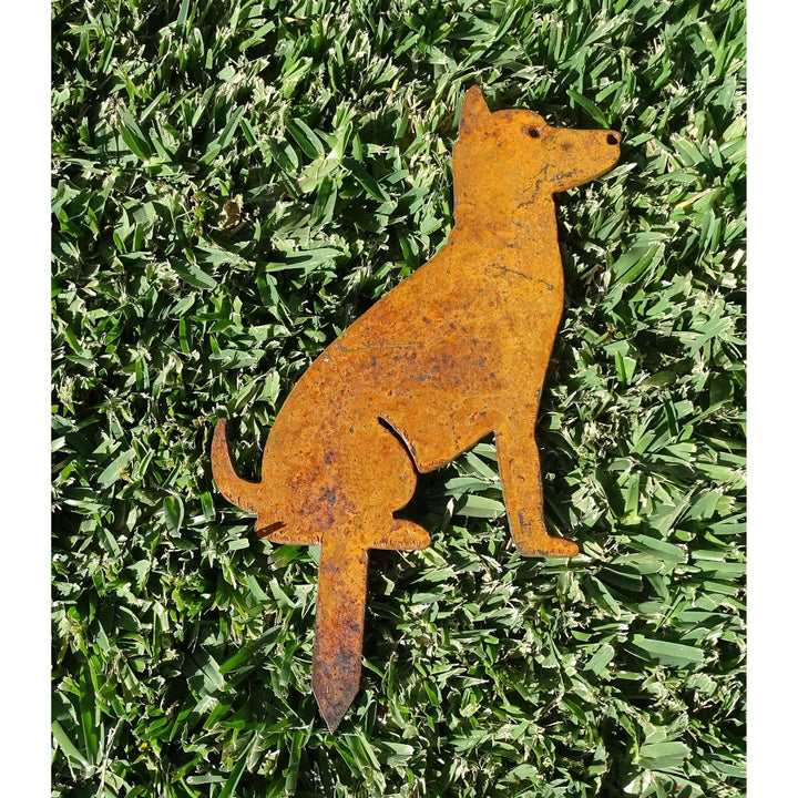 Sitting Dog Metal Garden Art-Old n Dazed