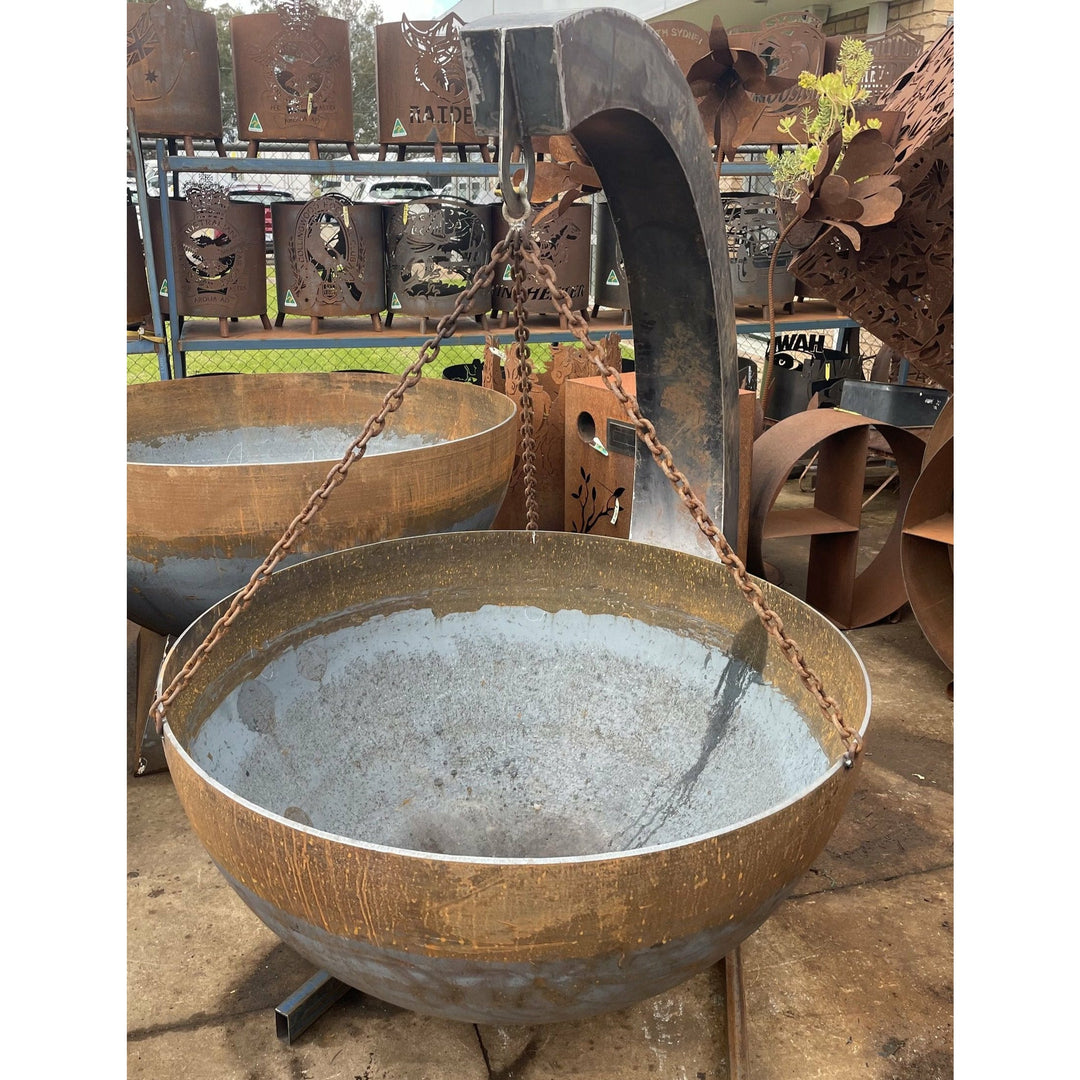 Suspended Contemporary Round Bowl Fire Pit Hanging-Old n Dazed