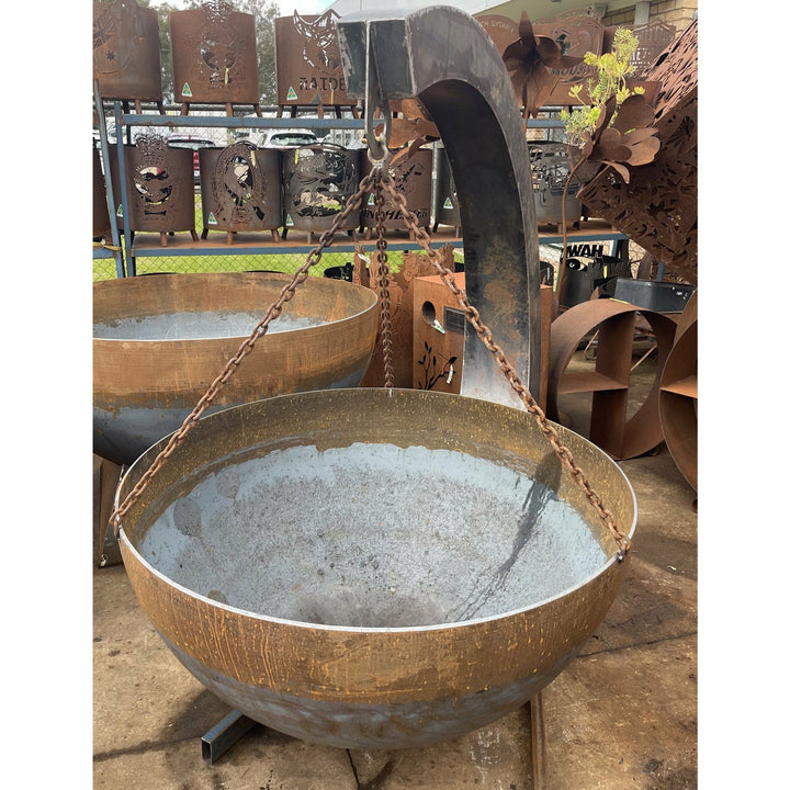 Suspended Contemporary Round Bowl Fire Pit Hanging-Old n Dazed