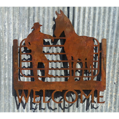 Welcome Sign Horse Metal Wall Art-Old n Dazed