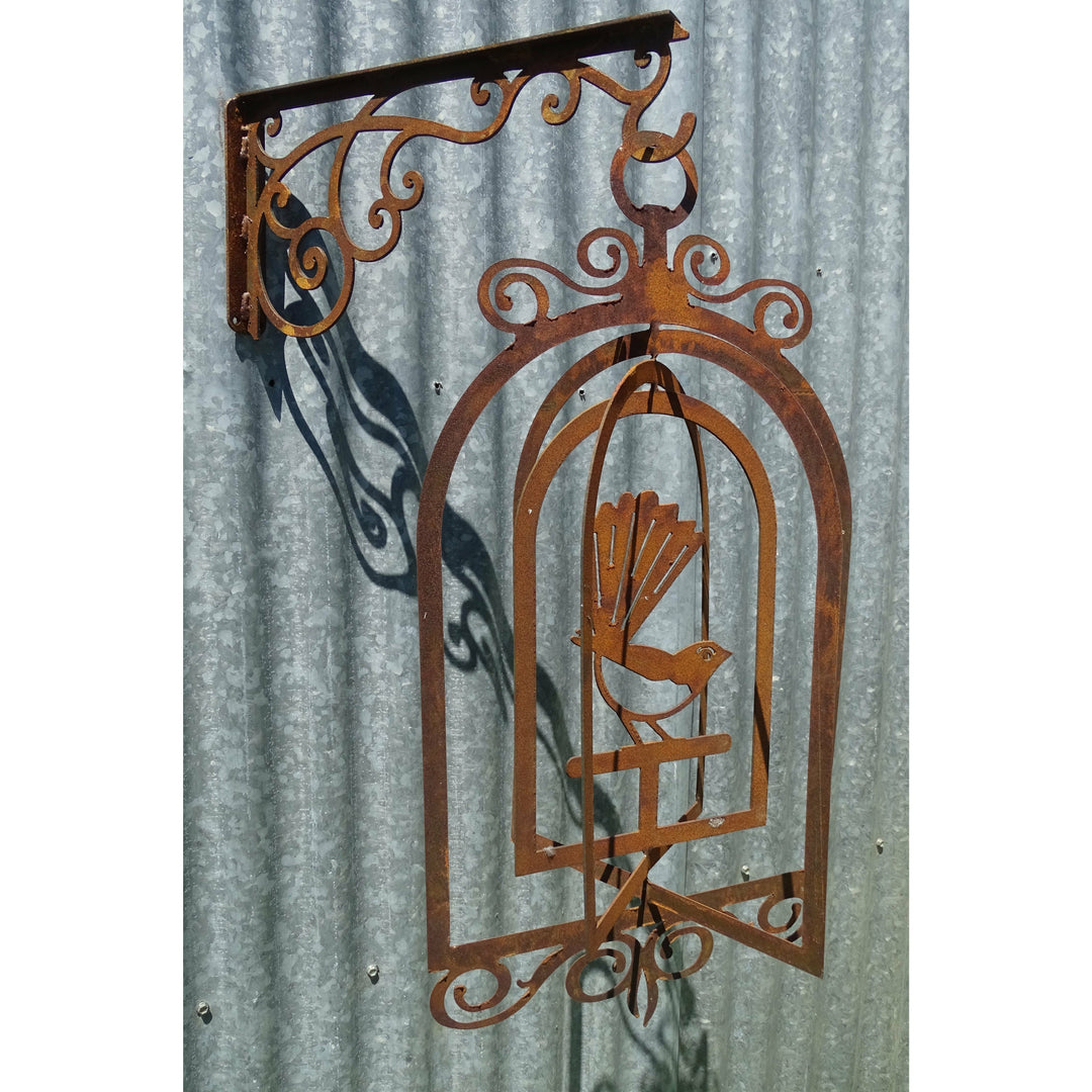 Willy wagtail Birdcage Metal Garden Art-Old n Dazed