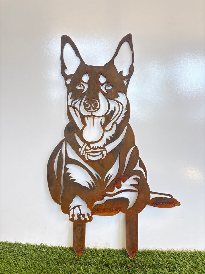 Kelpie Sitting Metal Wall Art Garden Art