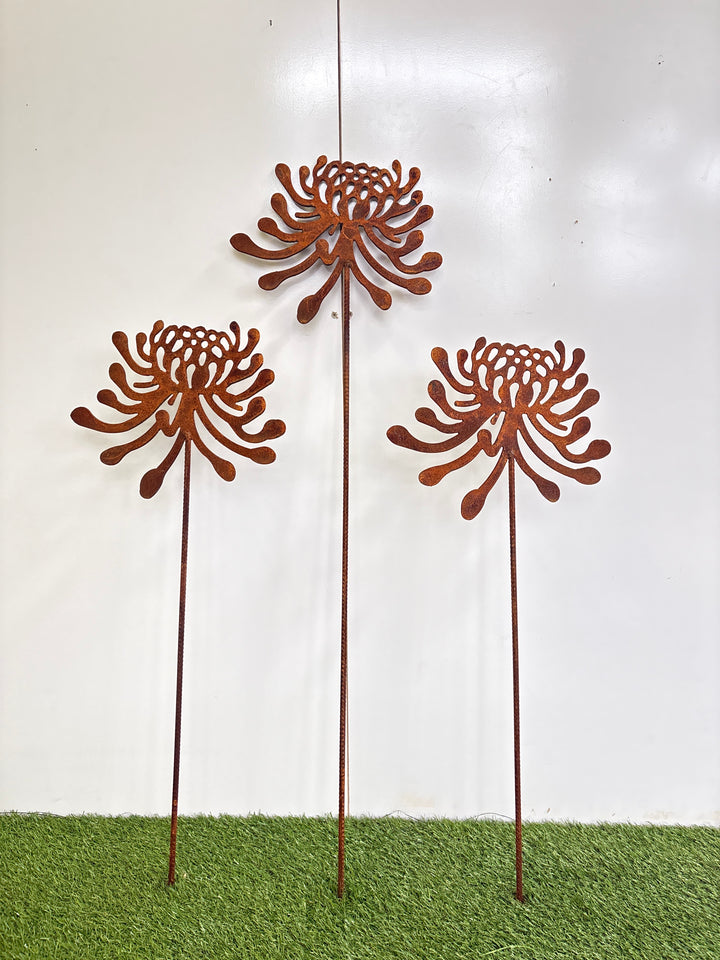 Waratah flower metal garden spike large