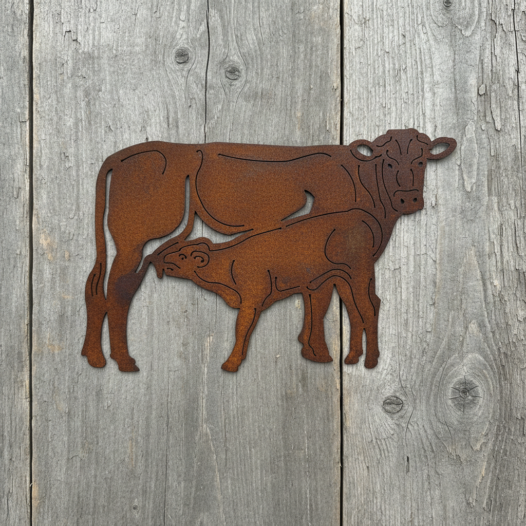 Cow and Calf Metal Wall Art