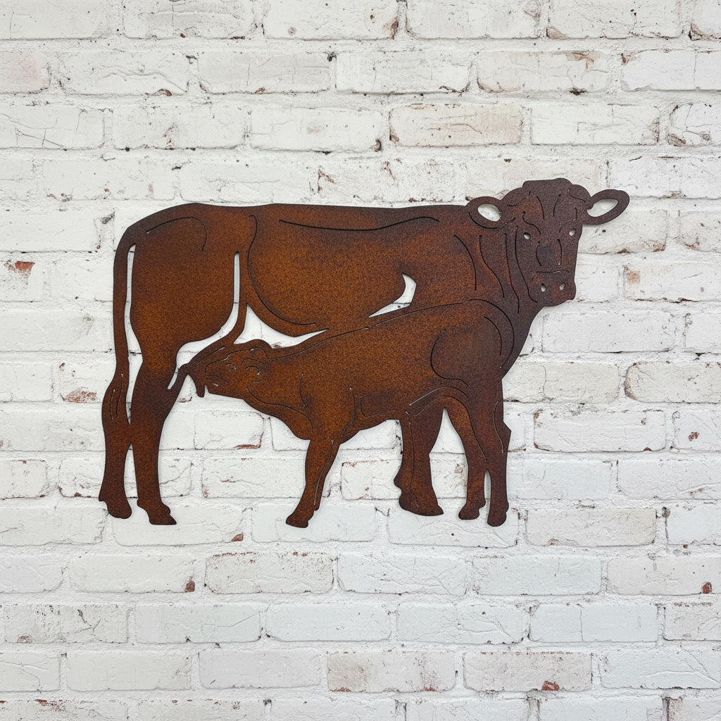Cow and Calf Metal Wall Art