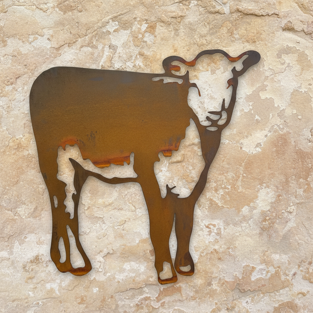Hereford Calf Metal Wall Art