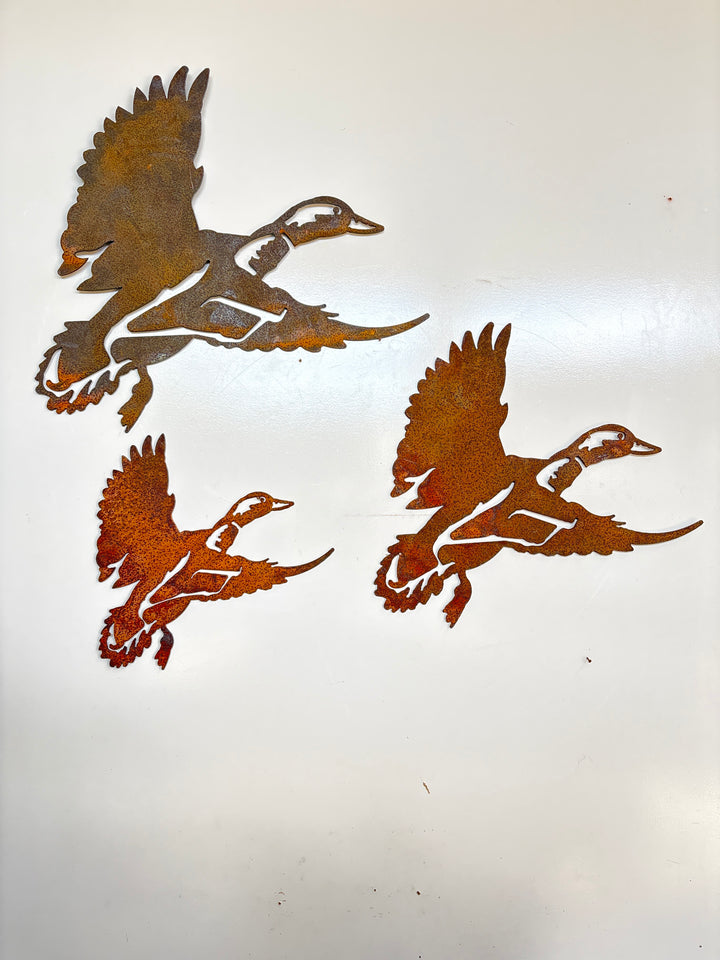 Set of 3 Flying Ducks Metal Wall Art