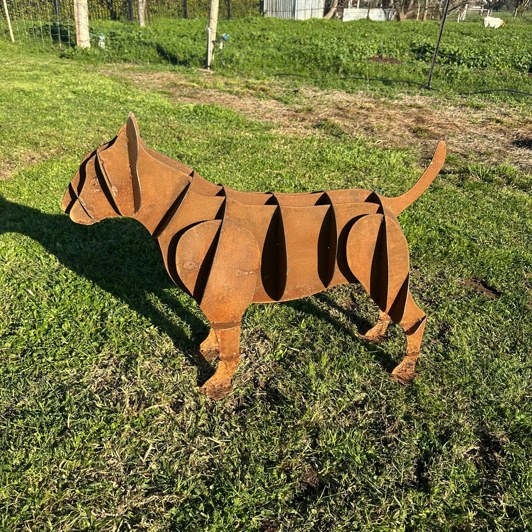 Metal Staffy Dog Sculpture – Staffordshire Bull Terrier Garden Art
