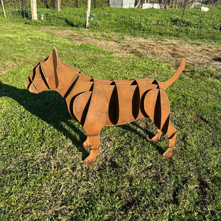 Metal Staffy Dog Sculpture – Staffordshire Bull Terrier Garden Art