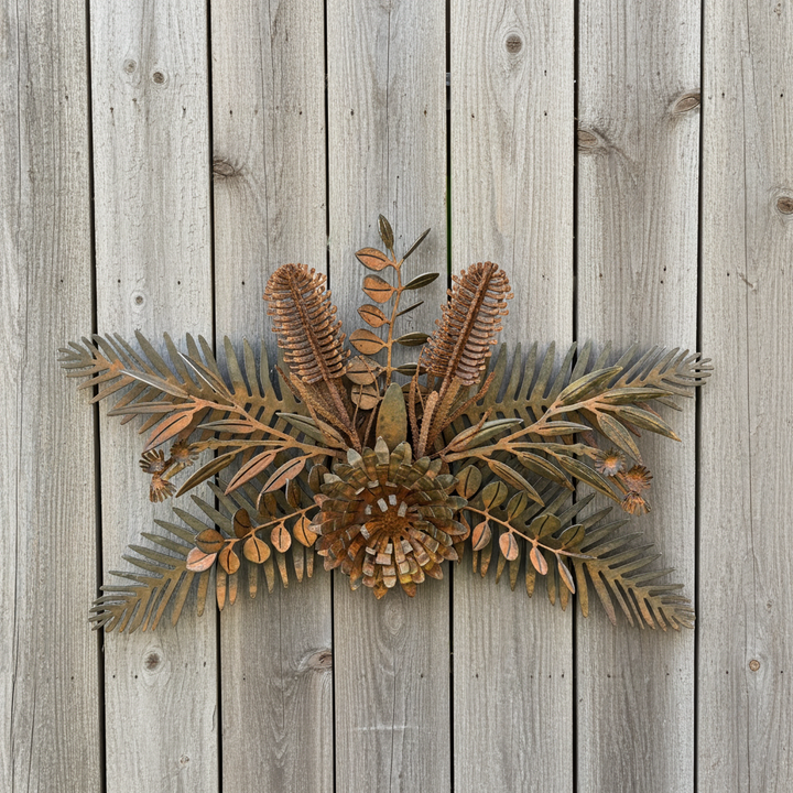 Australian Native Flower Garland – Metal Sculpture - Garden Art