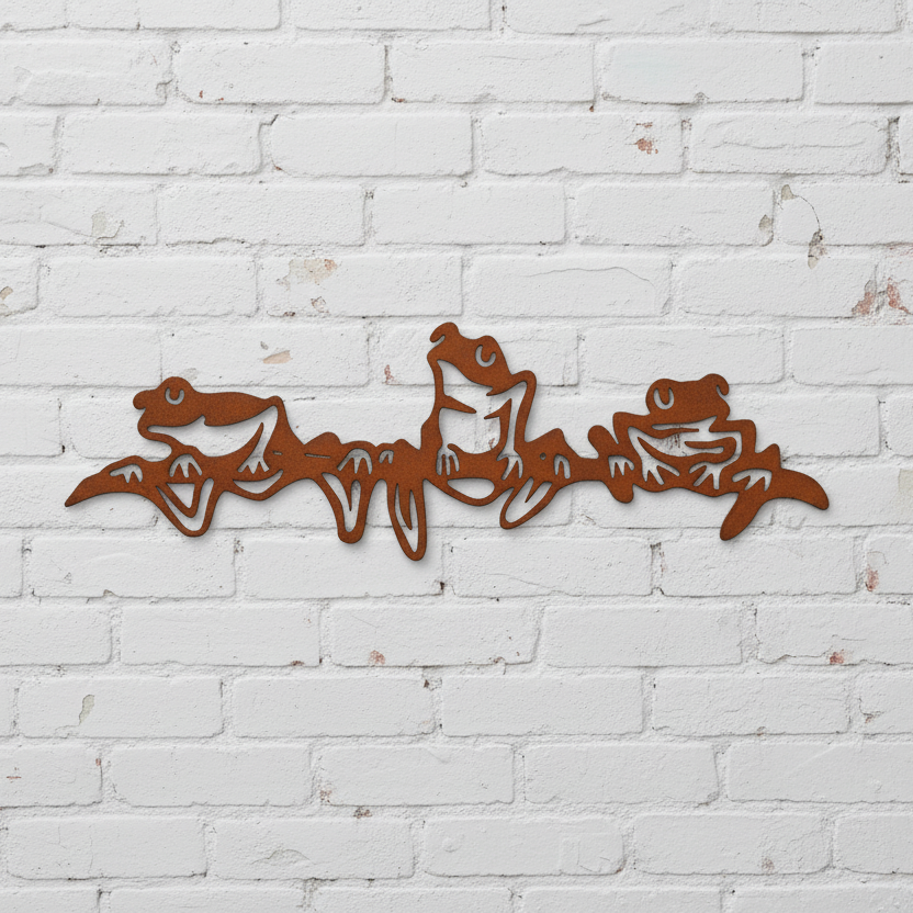 3 Frogs Metal Wall Art