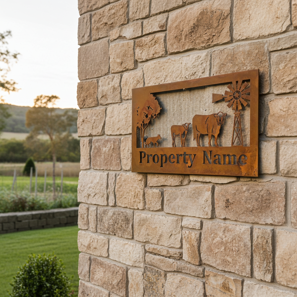 Custom Made Metal Property Sign Cow and Calf