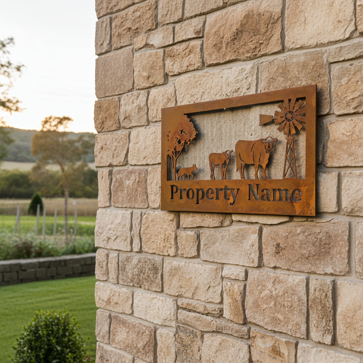 Custom Made Metal Property Sign Cow and Calf