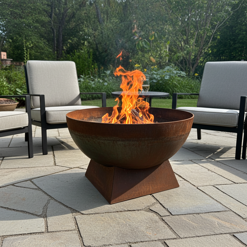 Contemporary Round Bowl Fire Pit