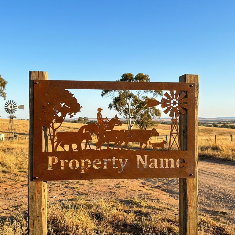 Custom Made Metal Property Sign Cattle Drover