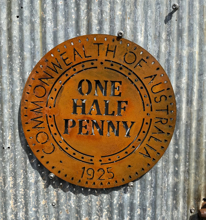 1925 Australian Half Penny Metal Wall Art-Old n Dazed