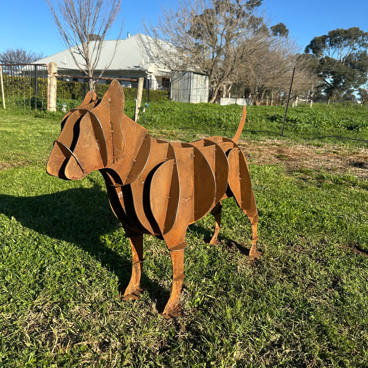 Metal Staffy Dog Sculpture – Staffordshire Bull Terrier Garden Art
