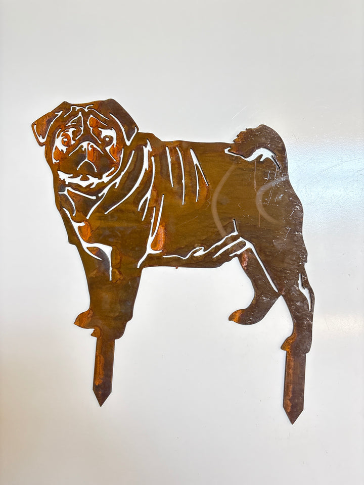 Pug Dog Metal Wall Art - Garden Art