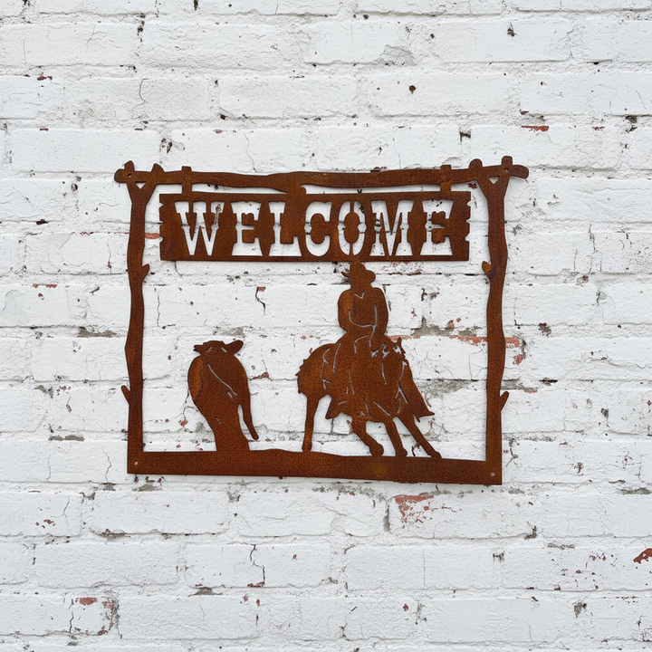 Welcome horse rider Metal Wall Art
