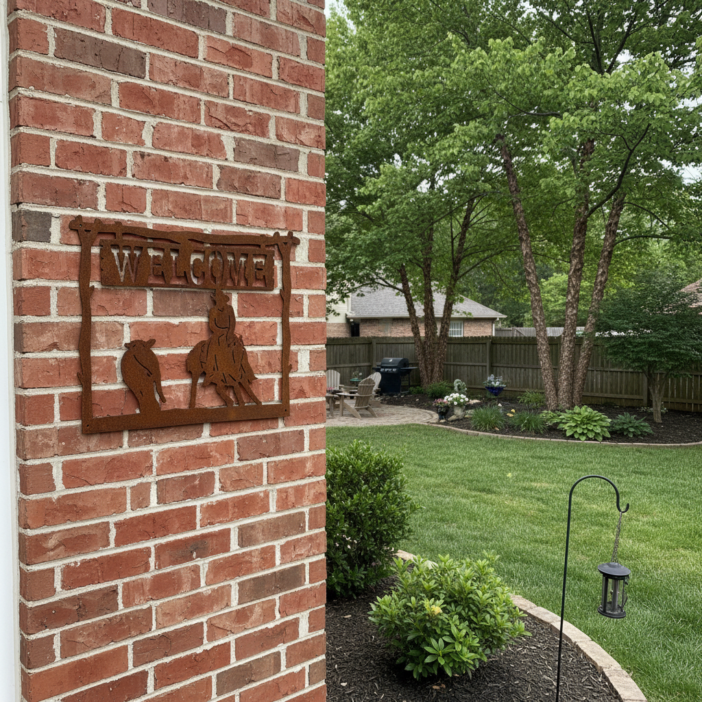 Welcome horse rider Metal Wall Art