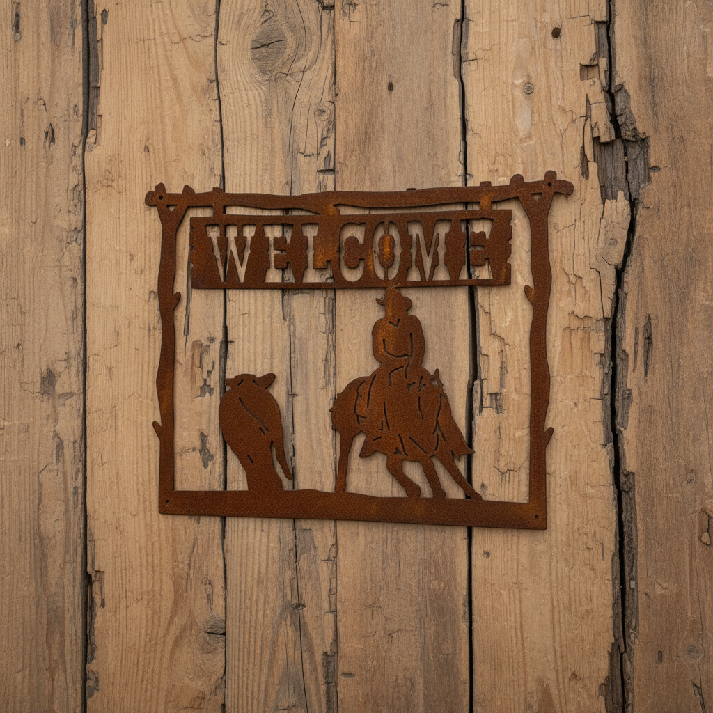 Welcome horse rider Metal Wall Art