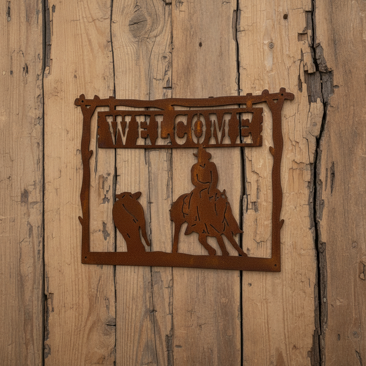 Welcome horse rider Metal Wall Art