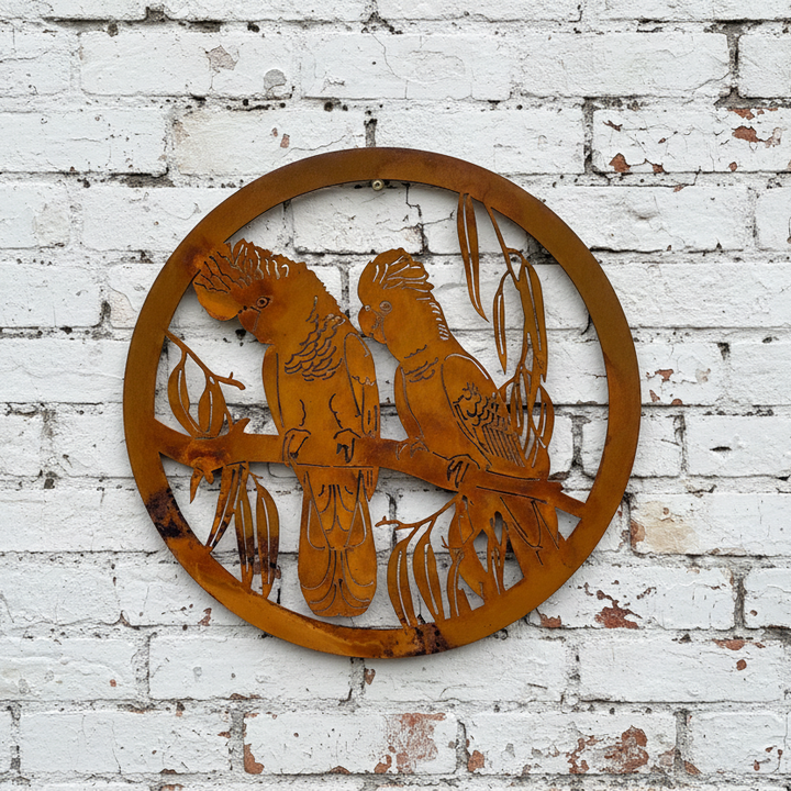 2 Black Cockatoo Round Wall Art