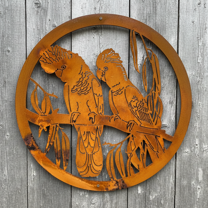 2 Black Cockatoo Round Wall Art