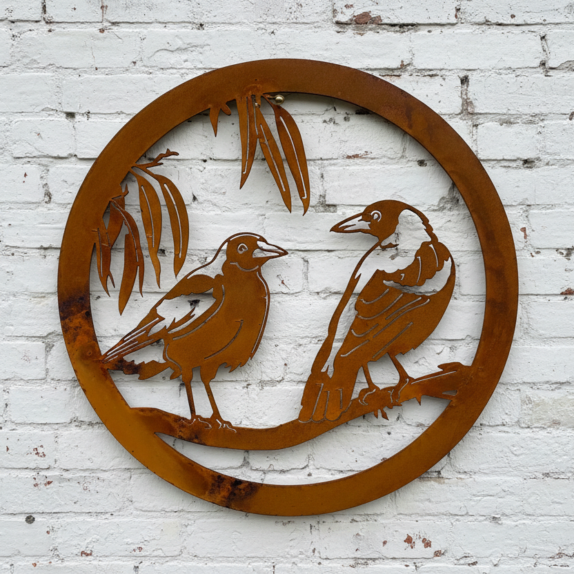 2 Magpies Round Wall Art