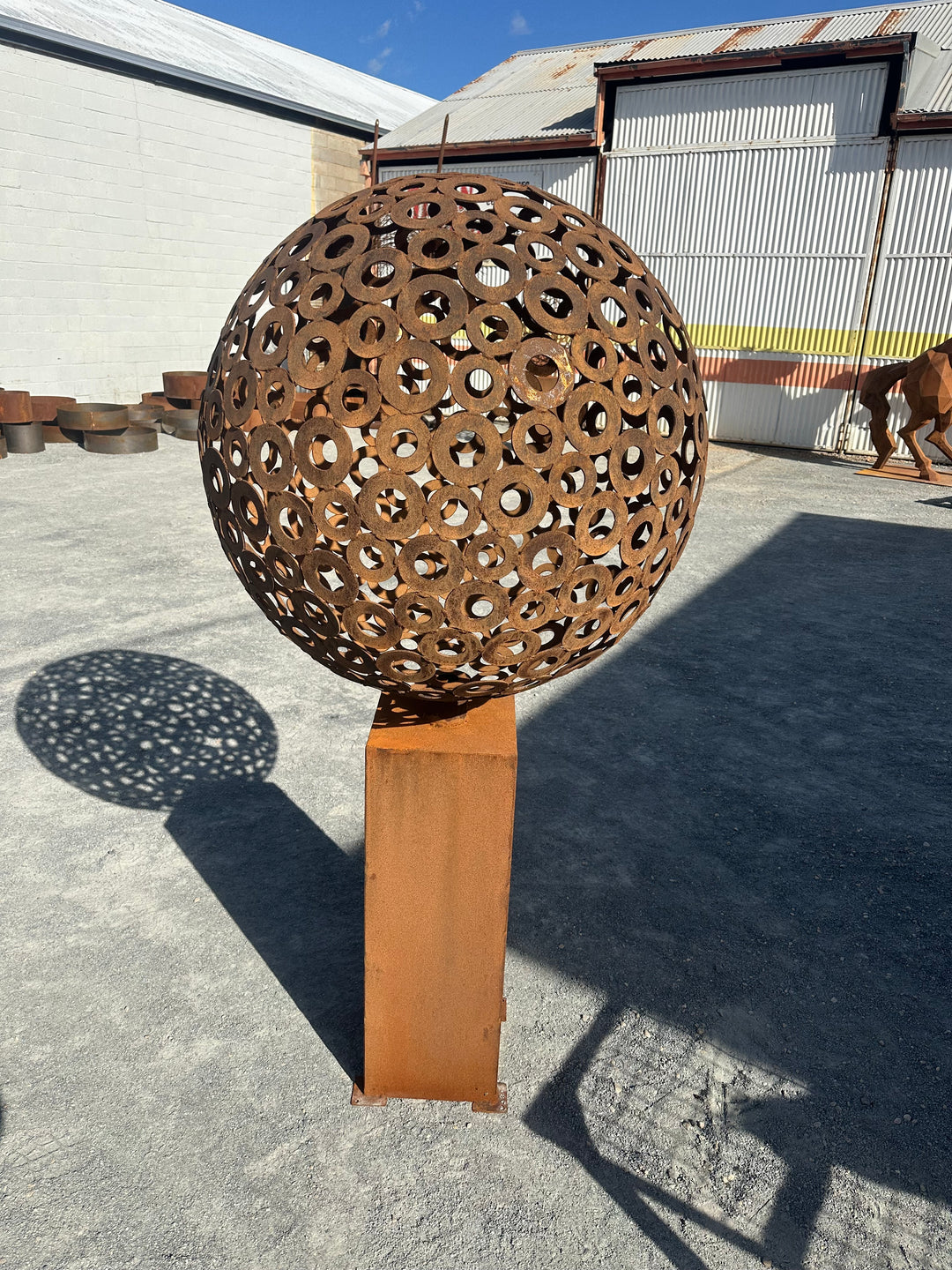 Orbit – Contemporary Metal Sphere Sculpture on Plinth
