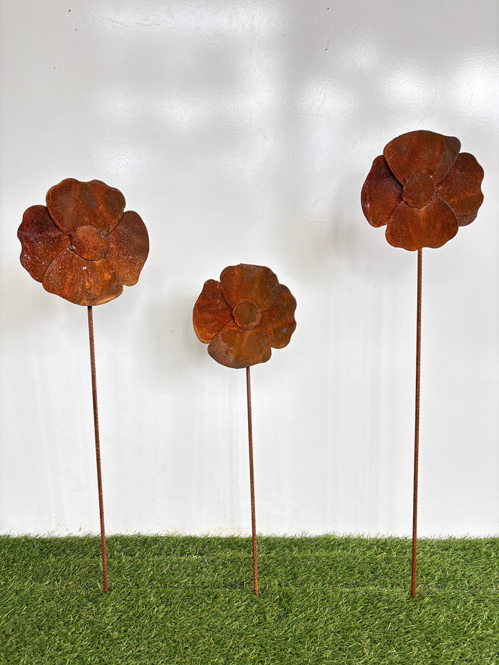 Poppy Flower Metal Garden Spike