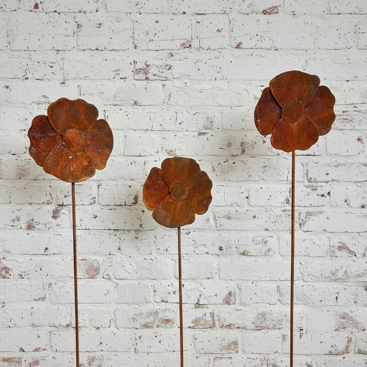 Poppy Flower Metal Garden Spike