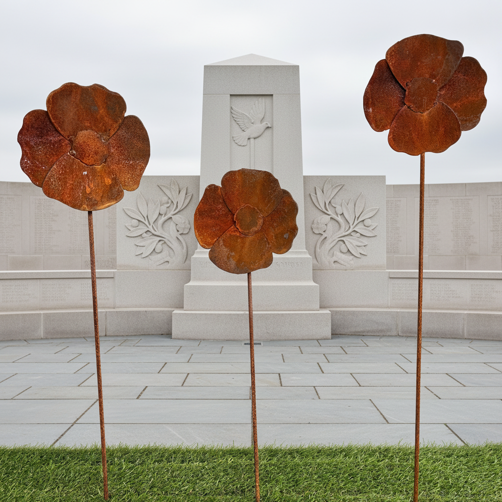 Poppy Flower Metal Garden Spike