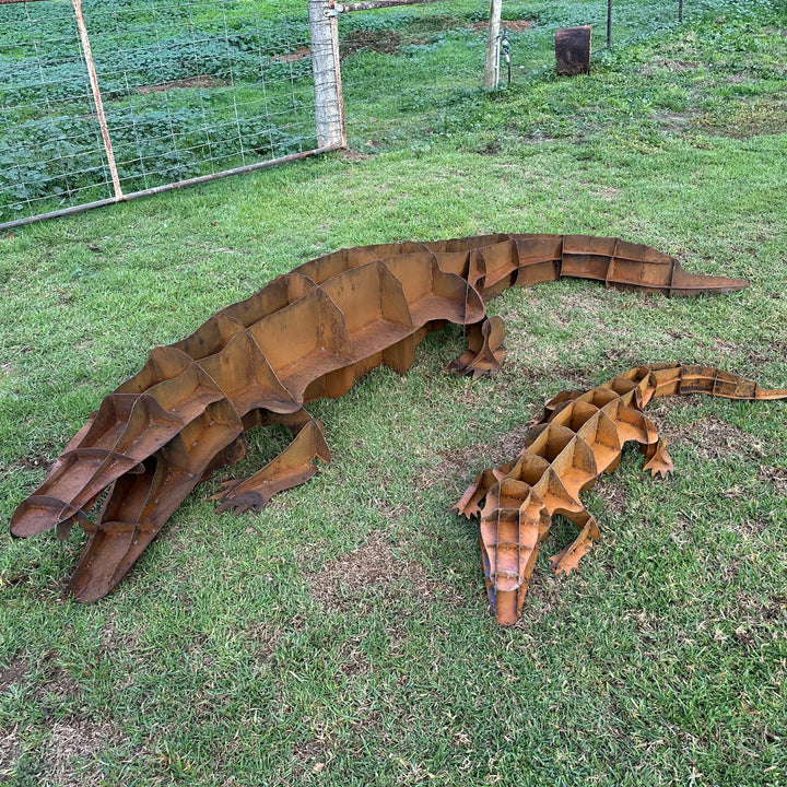 Metal Crocodile Sculpture – Australian Wildlife Garden Art