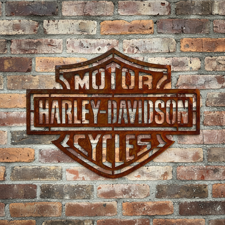 Harley Davidson Motor Cycles Sign Metal Wall Art - Shed