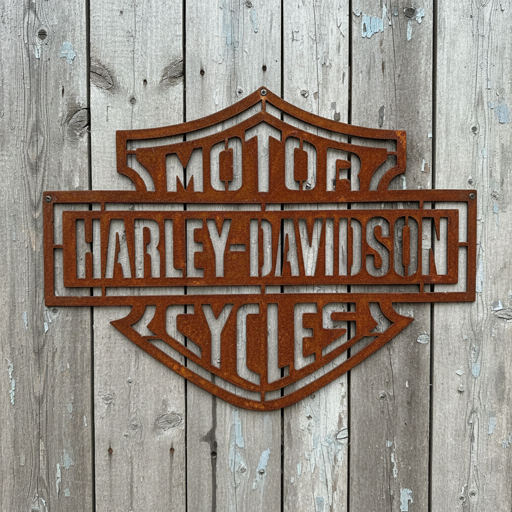 Harley Davidson Motor Cycles Sign Metal Wall Art - Shed